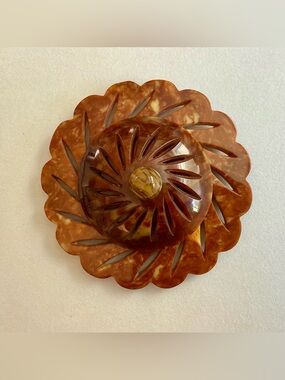 Vintage French *Blackbird* Caramel Rootbeer Bakelite Belt Buckle or Pendant